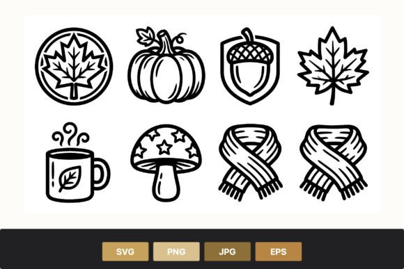 Autumn Line Art Icons: Graphics for Editorial Design