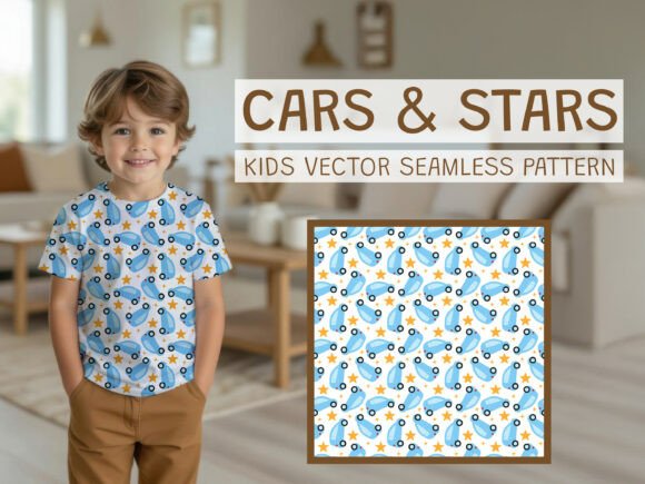 Baby Cars and Stars Seamless Pattern