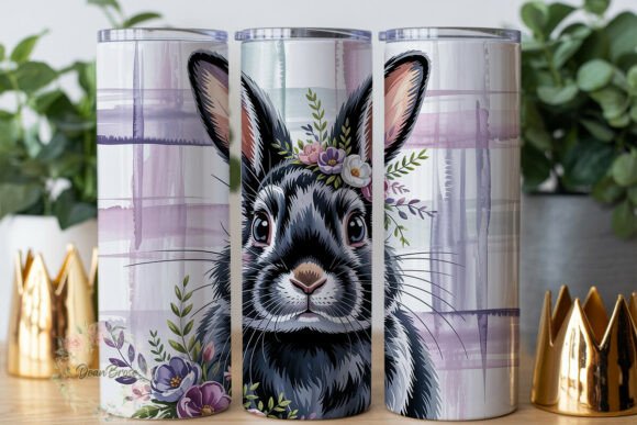 Black Bunny Floral Plaid 20oz Wrap Graphics