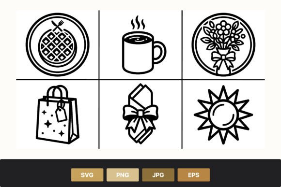 Black White Breakfast Icons: Graphics and Illustrations for Branding