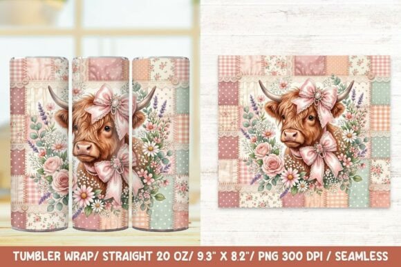 Coquette Highland Cow 20 OZ Skinny Wrap Graphics