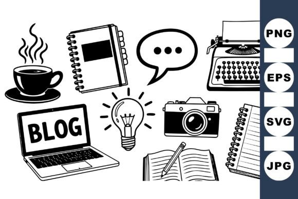 Creative Blogging Tools Clipart Set: Graphics and Crafts for Designers