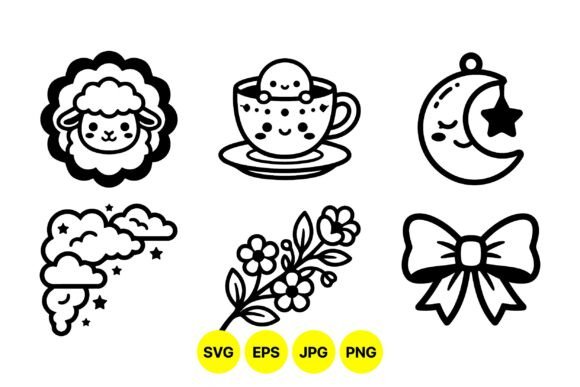 Cute Cartoon Sleepy Night Icons: Graphics for Calm Editorial Design