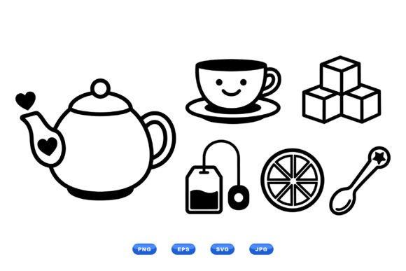 Cute Tea Icon Clipart Set