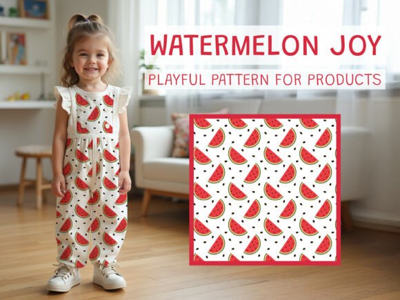 Cute Watermelon Slice Seamless Pattern Graphics
