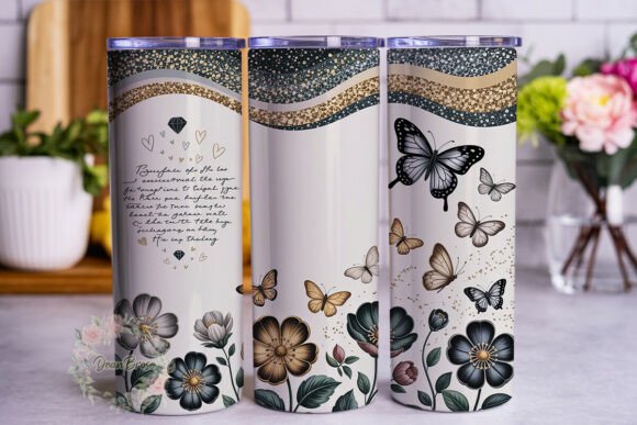 Elegant Glitter Butterfly Mom Quote PNG: Graphics & Tumbler Wraps