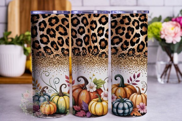 Fall Pumpkin Glitter Leopard 20oz Tumble