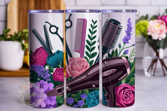Floral Hair Tools 20oz Tumbler Wrap Graphics
