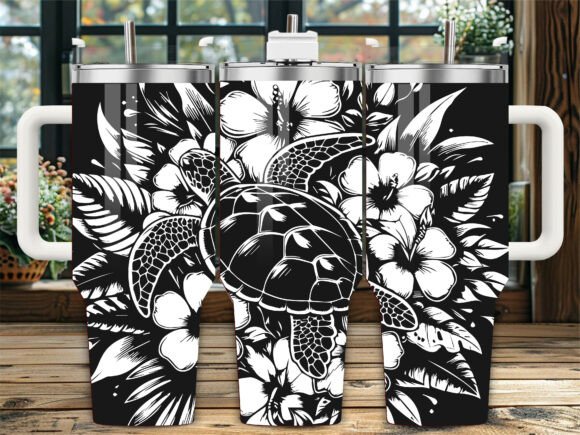 Floral Sea Turtle Graphics for Crafts