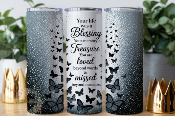 In Loving Memory Glitter Butterflies PNG: Tumbler Wraps Graphics