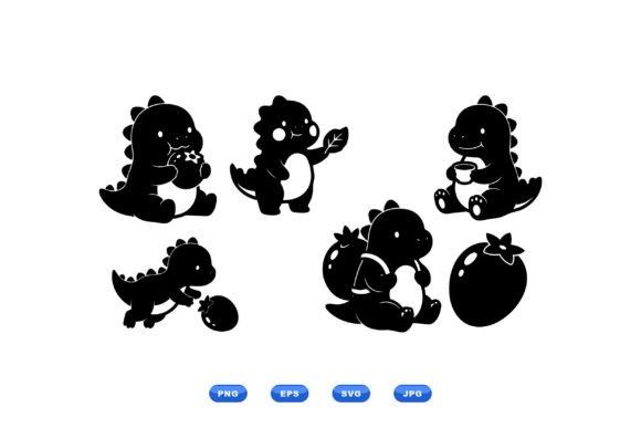 Kawaii Dino Fruit Clipart: Graphics for Crafts