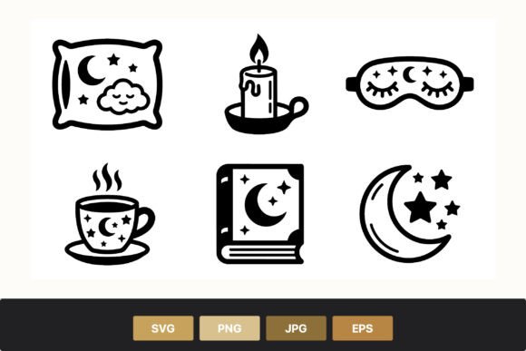 Moon Stars Sleep Vector Icons: Graphics & Illustrations Review