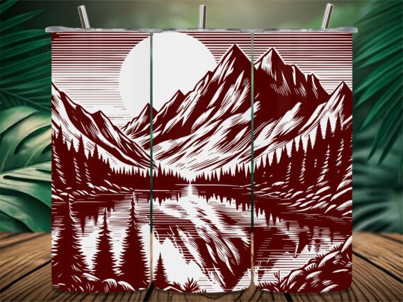 Mountain Pine Forest Lake Tumbler: Graphics for Crafts