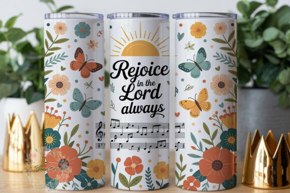 Rejoice Lord Floral Music 20oz Wrap: Graphics & Tumbler Wraps