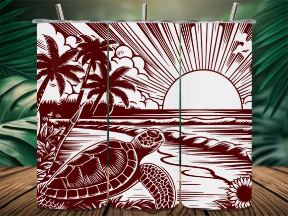 Sea Turtle Tropical Sunrise Tumble Graphics and Crafts