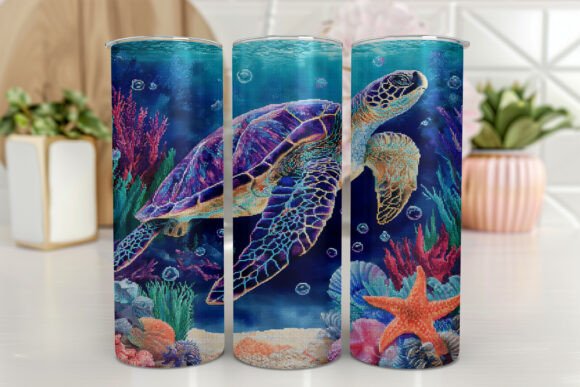 Sea Turtle Watercolor 20oz Skinny Graphics