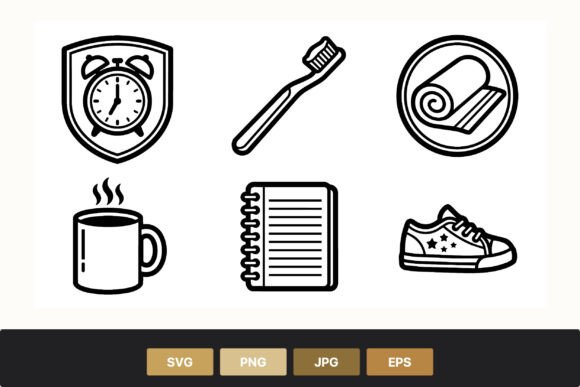 Simple Morning Routine: Black & White Graphics & Illustrations
