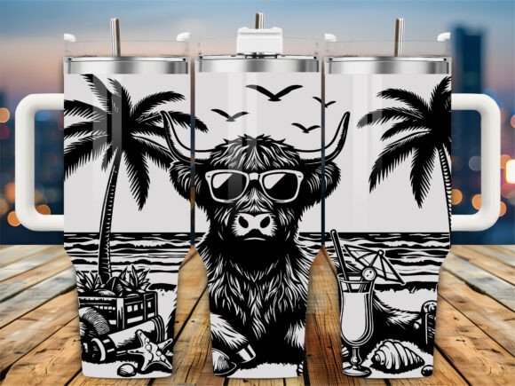 Summer Highland Cow Graphics for Crafts
