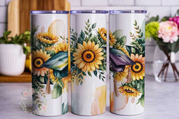 Sunflower Graduation PNG for Tumbler Wraps and Graphics
