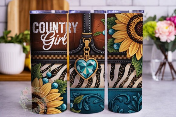 Sunflower Zebra Turquoise 20oz Wrap Graphics