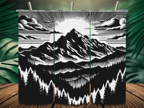 Sunset Mountain Wild Wood Tumbler Graphics
