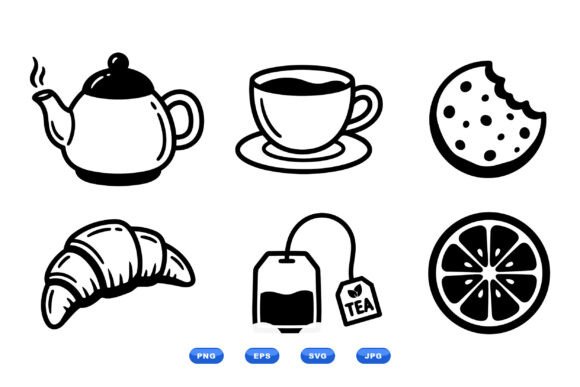 Tea Time Breakfast Clipart Graphics and Illustrations