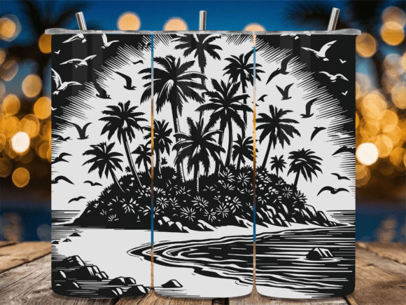 Tropical Island Beach Wave Graphics for Crafts & Branding