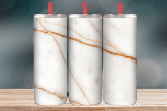 White Marble Gold Vein Minimal Elegant Tumbler Wrap Graphics