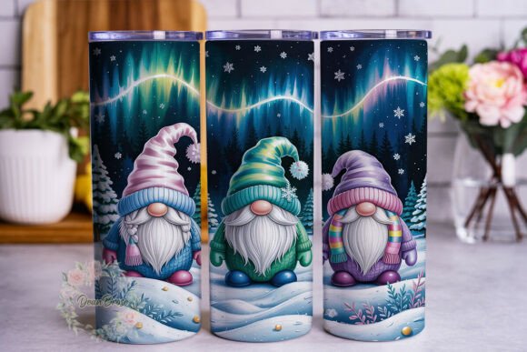 Winter Gnome Aurora 20oz Tumbler Wrap Graphics