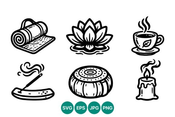 Yoga Icons Line Art Set: Graphics for Mindful Branding